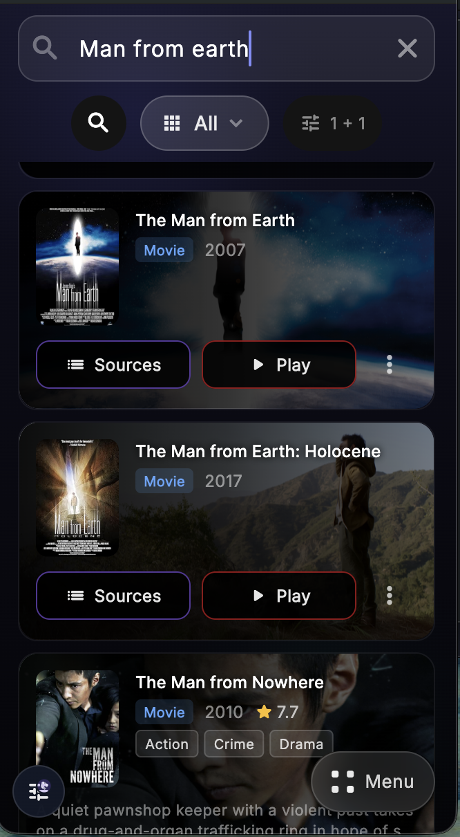 Catalog movie results