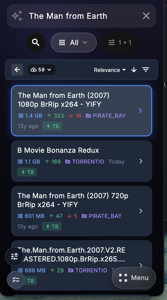 Source list for selected movie