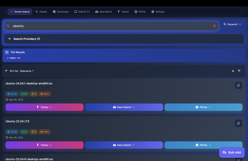 Torrent Search with multiple providers